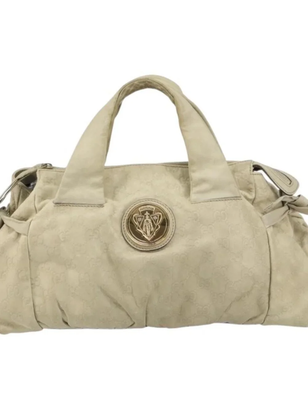 GUCCI GG Canvas Guccissima Histeria Bag Leather Ivory Gold 197020 Auth 159286 - Picture 2 of 16